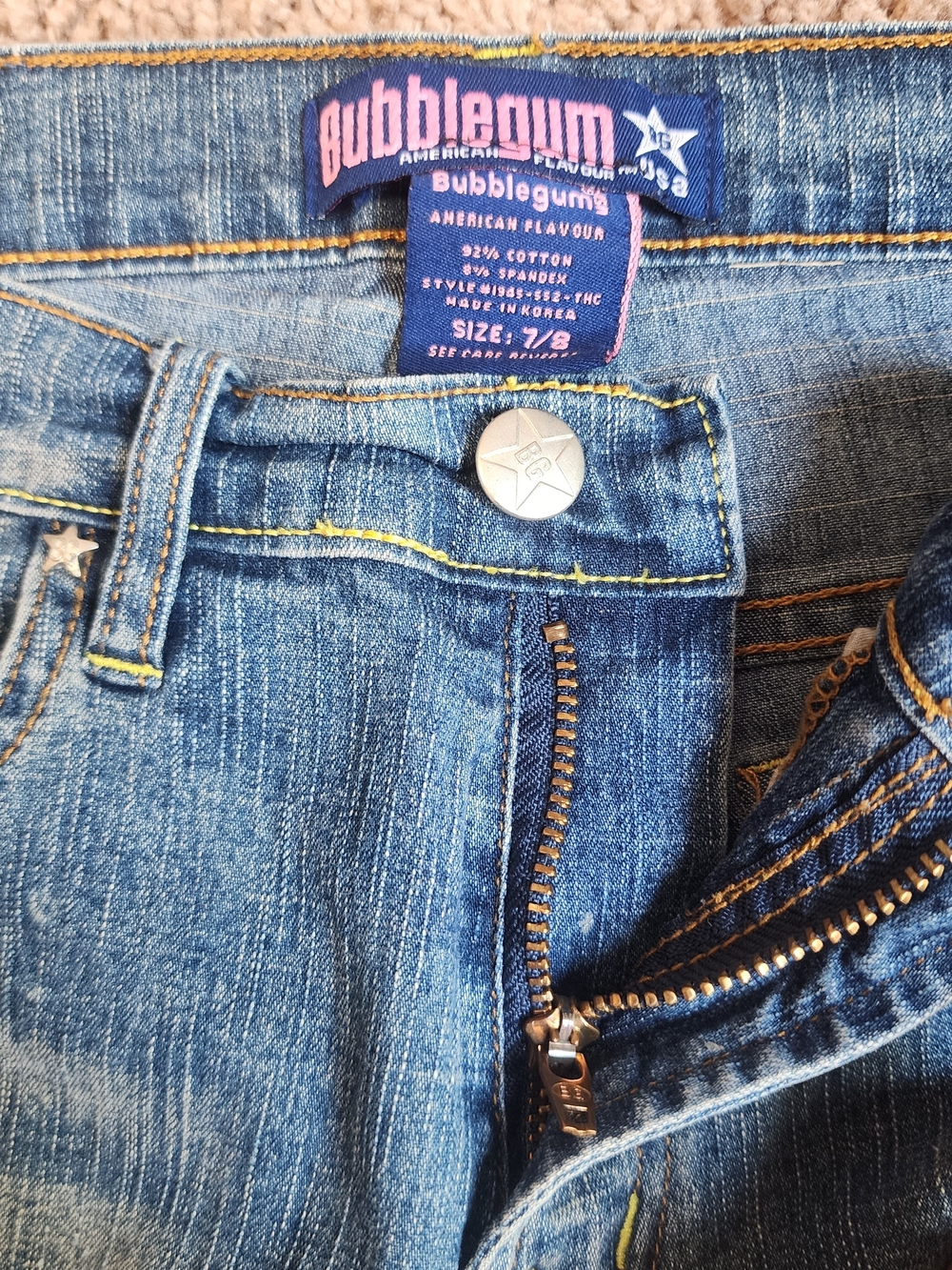 Y2K Bubblegum Denim Capri Jeans, Fits Sz 4 - Picture 5 of 10